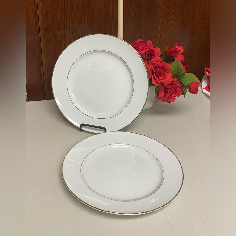Johann Haviland Germany white with gold band dinner plates